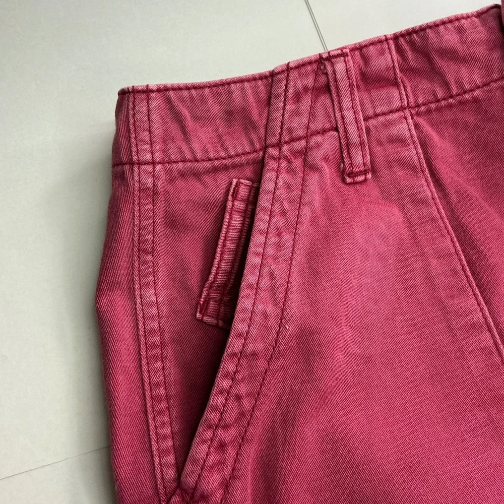 American Eagle Pink Shorts Womens Size 8 Button Fly Raw Hem Patch Pocket 5098
